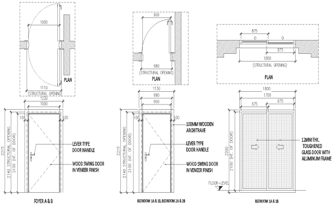 various sizes door plan and elevation Detail DWG AutoCAD file