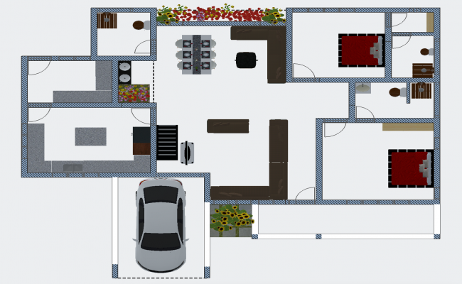 House Working Drawing Plan Download DWG File