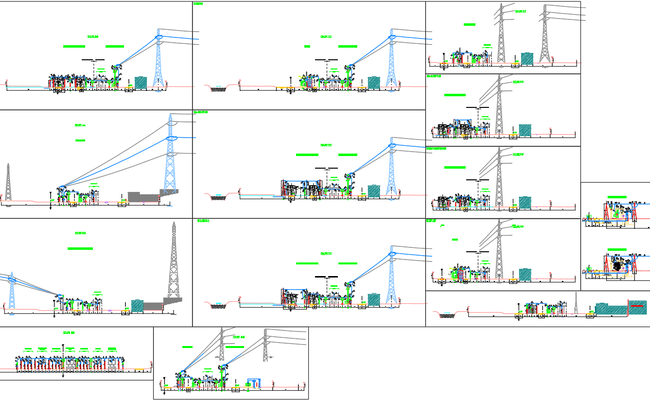 High Voltage Substation Elevation Layout plan in CAD File