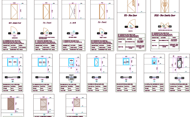 Door Window Schedule CAD Drawing-AutoCAD DWG File