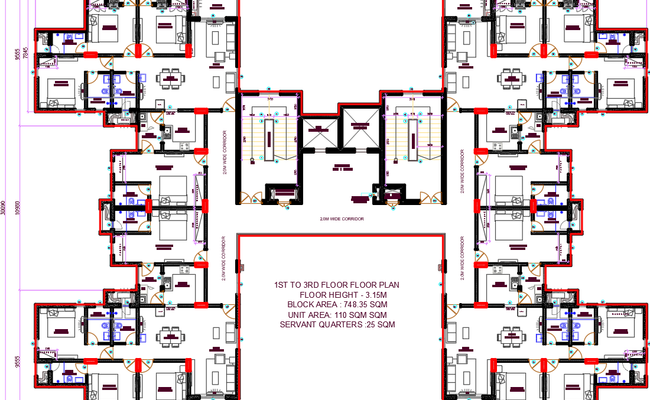 Ultra Luxury 3BHK Apartment-AutoCAD DWG Plan