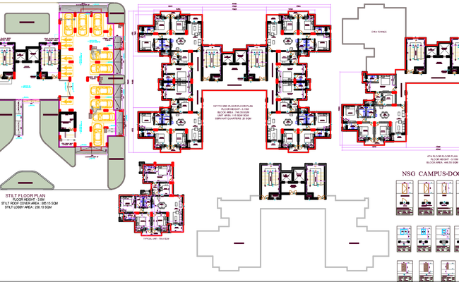 Ultra Luxury 3BHK Cluster Plan-AutoCAD DWG File