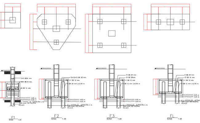 Foundation Footing CAD Drawing-Structural DWG