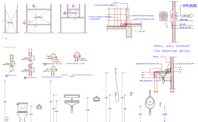 Plumbing Sanitary CAD Drawing Exhaust Fan Layout