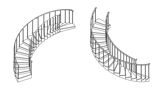 Curved Staircase CAD Drawing 3D AutoCAD Design