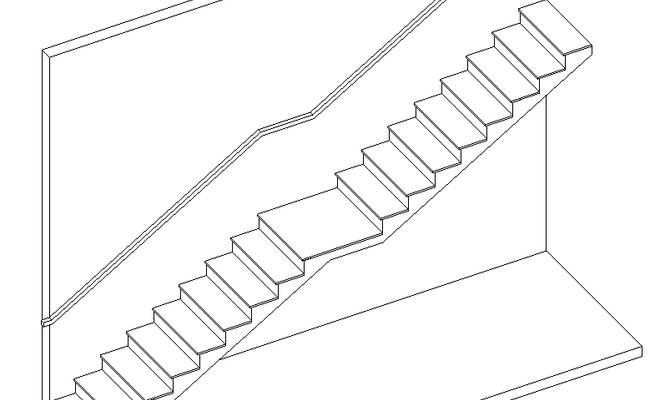 Straight Staircase CAD Drawing 3D AutoCAD Design