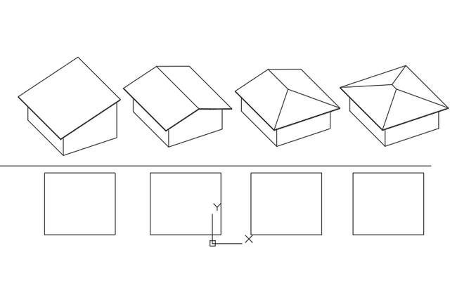 House Roof CAD Drawings Gable Hip Pyramid Designs