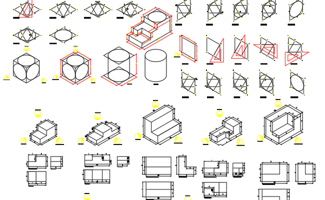 Architectural CAD Blocks 2D and 3D Geometric Drawings