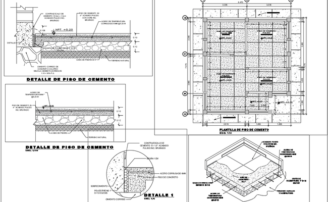 Cement Floor Plan with Structural Detail Drawings