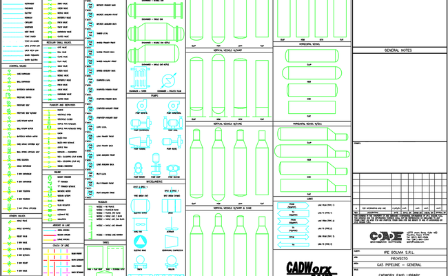 CAD Symbols Library for Valves, Vessels and Pumps