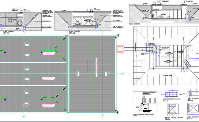 Water tank CAD drawings DWG structural containment plan