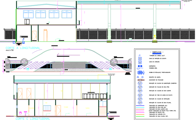 Building CAD drawings DWG utility and section design