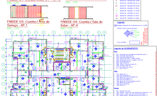 Apartment CAD files with wall sections DWG plans and layouts