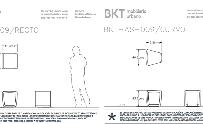 Urban furniture CAD files BKT stools recto and curvo DWG download
