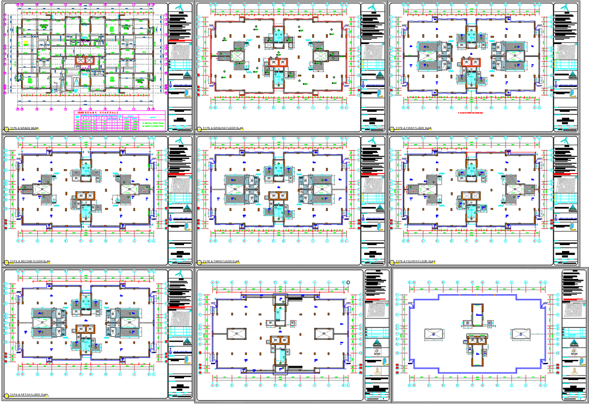 AutoCAD DWG Structural Slab Plans Grade Beam and Floor Layouts