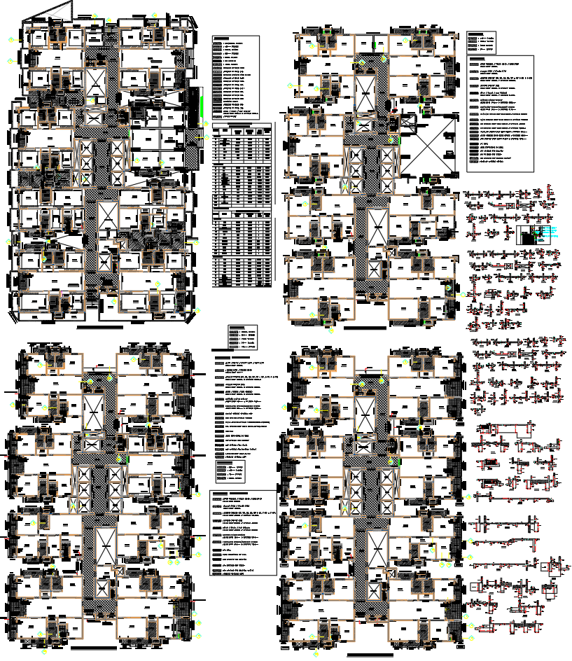 AutoCAD DWG Residential Apartment Building Plans with Floor Layouts