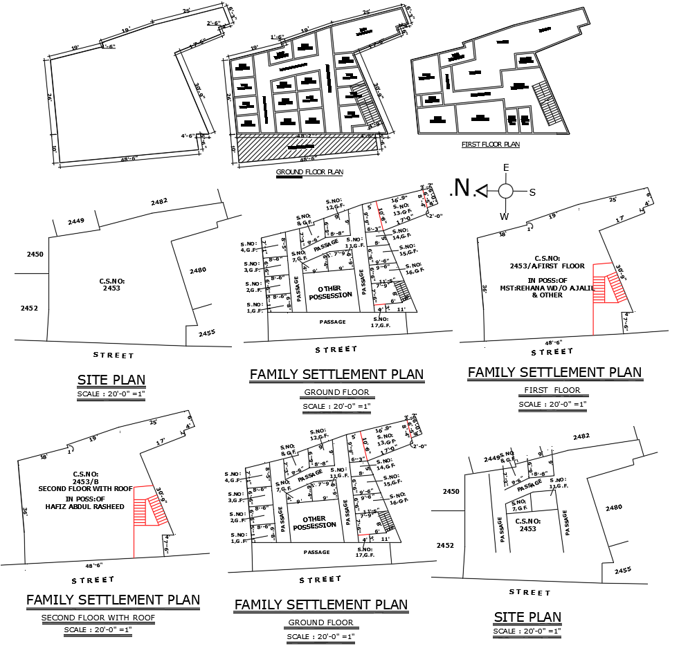AutoCAD DWG Family Settlement Plan with Site and Floor Layouts