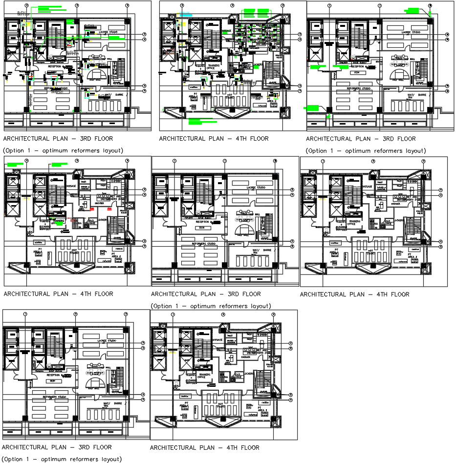 Architectural Floor Plan CAD Drawing 3rd and 4th Floor Layouts