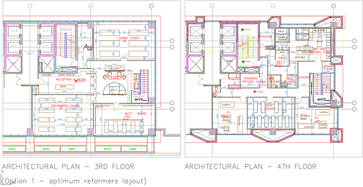 Wellness and Fitness Center DWG File with 3rd and 4th Floor Layouts