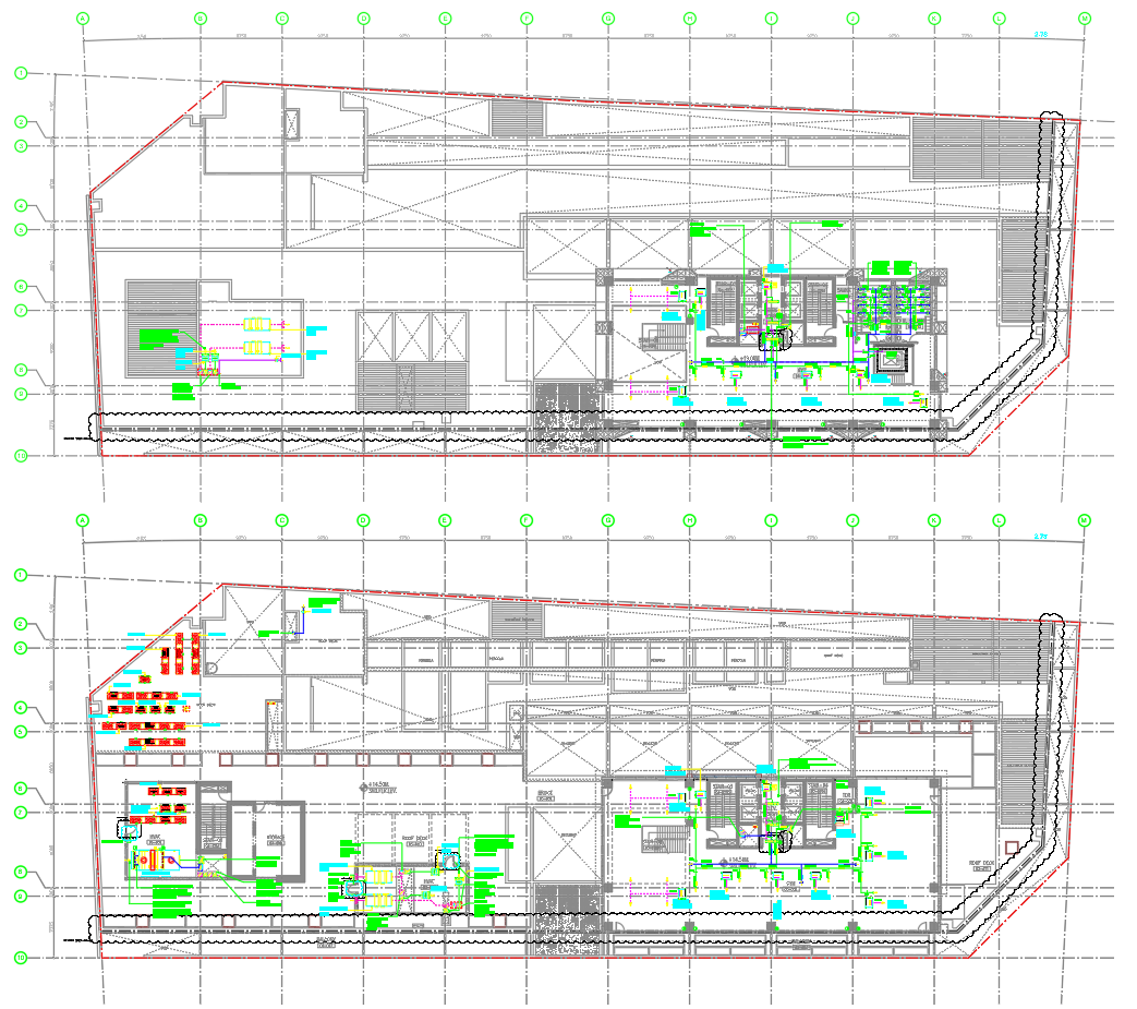 VRF Machine Placement DWG File with Roof Plan and HVAC Layout Design