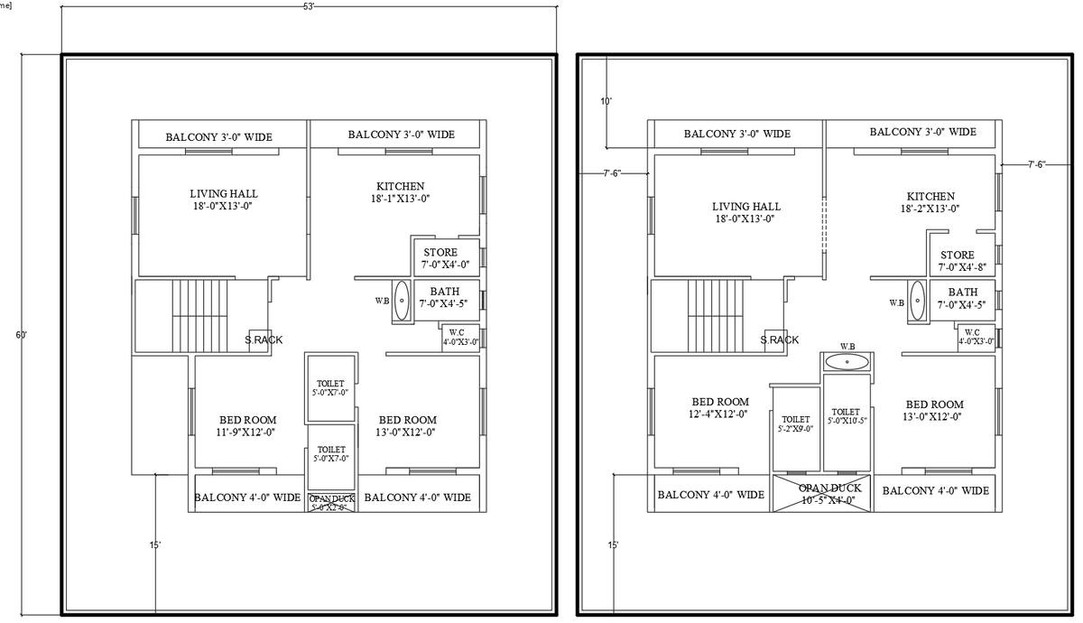 Duplex House Plan DWG File with Ground and First Floor Layout Design