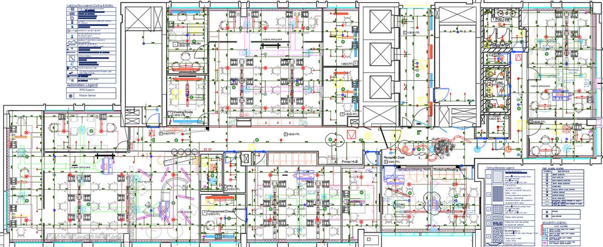DWG Office Ceiling Design with Central AC Diagram - Electrical Layout
