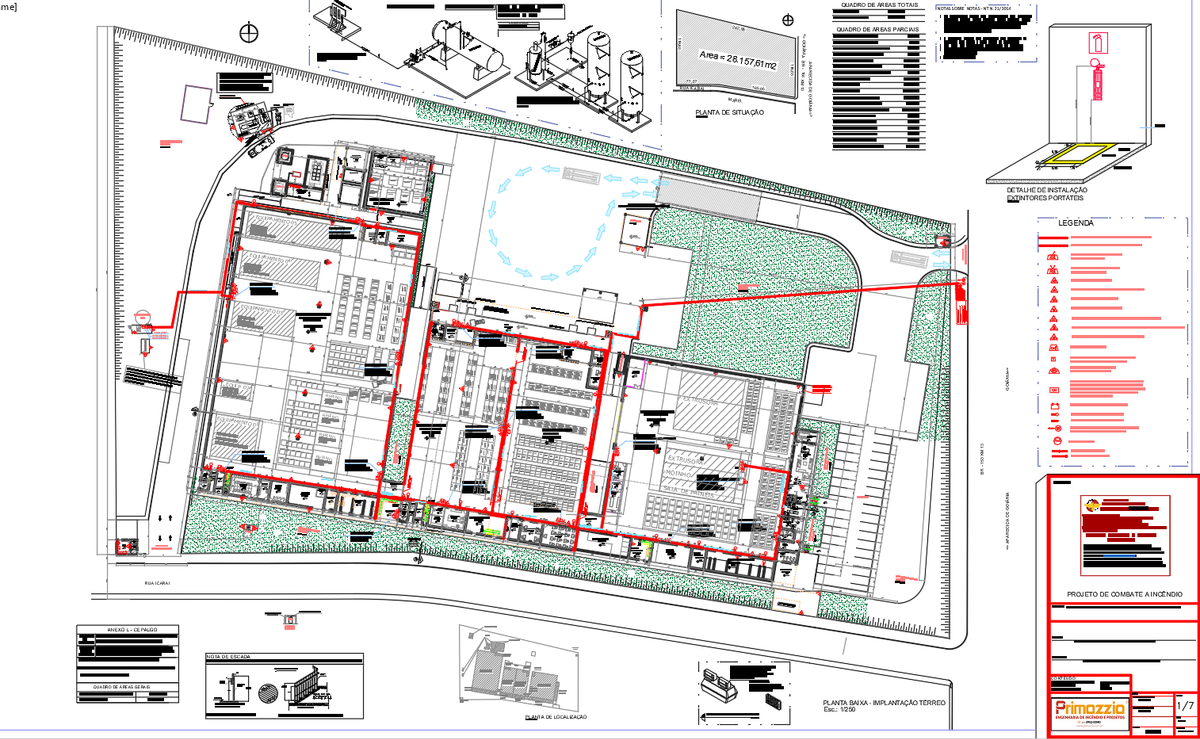 Industrial Fire Safety CAD Project with Site Plan-Protection Layout