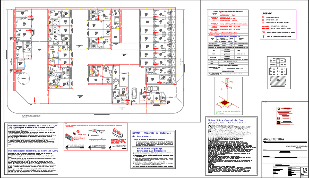 Commercial Motel Fire Safety CAD File with Layout-Protection Systems