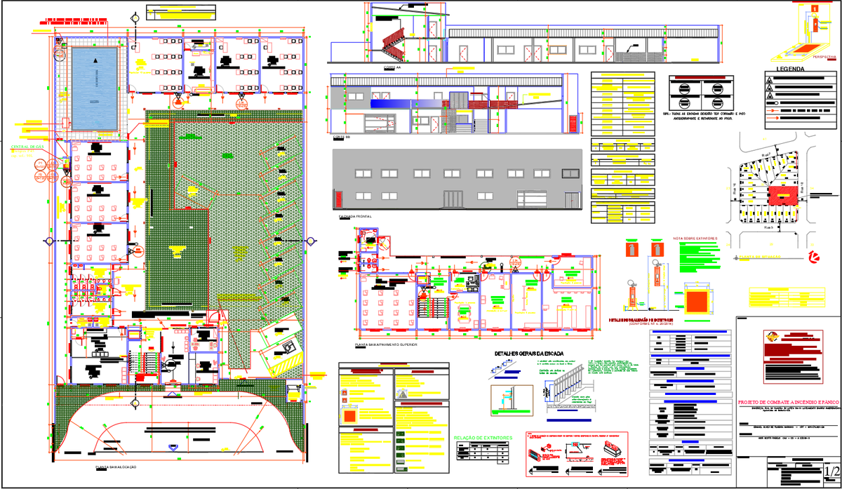 Fire Safety-Panic Protection CAD file with Floor Plans and Elevation