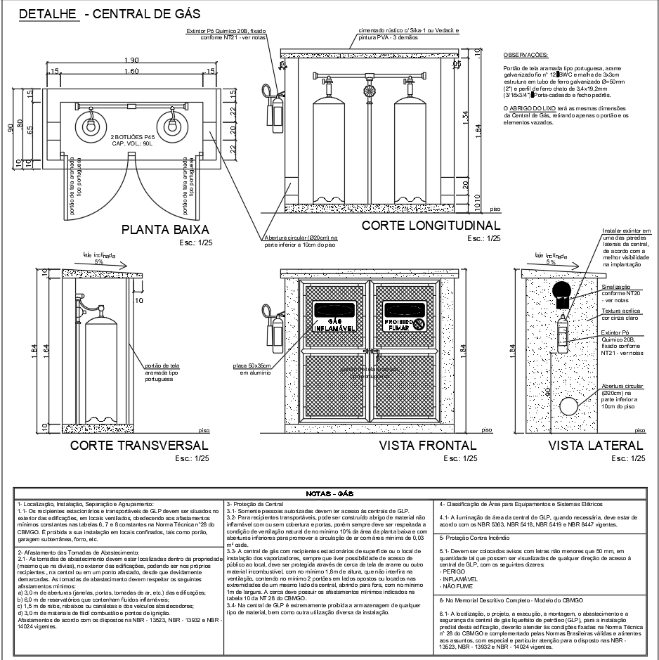 Gas Central CAD File with Installation Details and Fire Safety