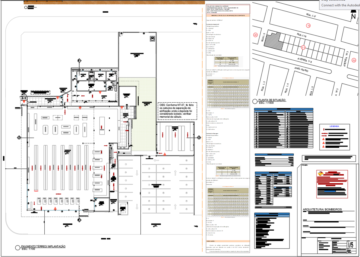Supermarket Fire Safety CAD Plan with Floor Layout and Safety Systems