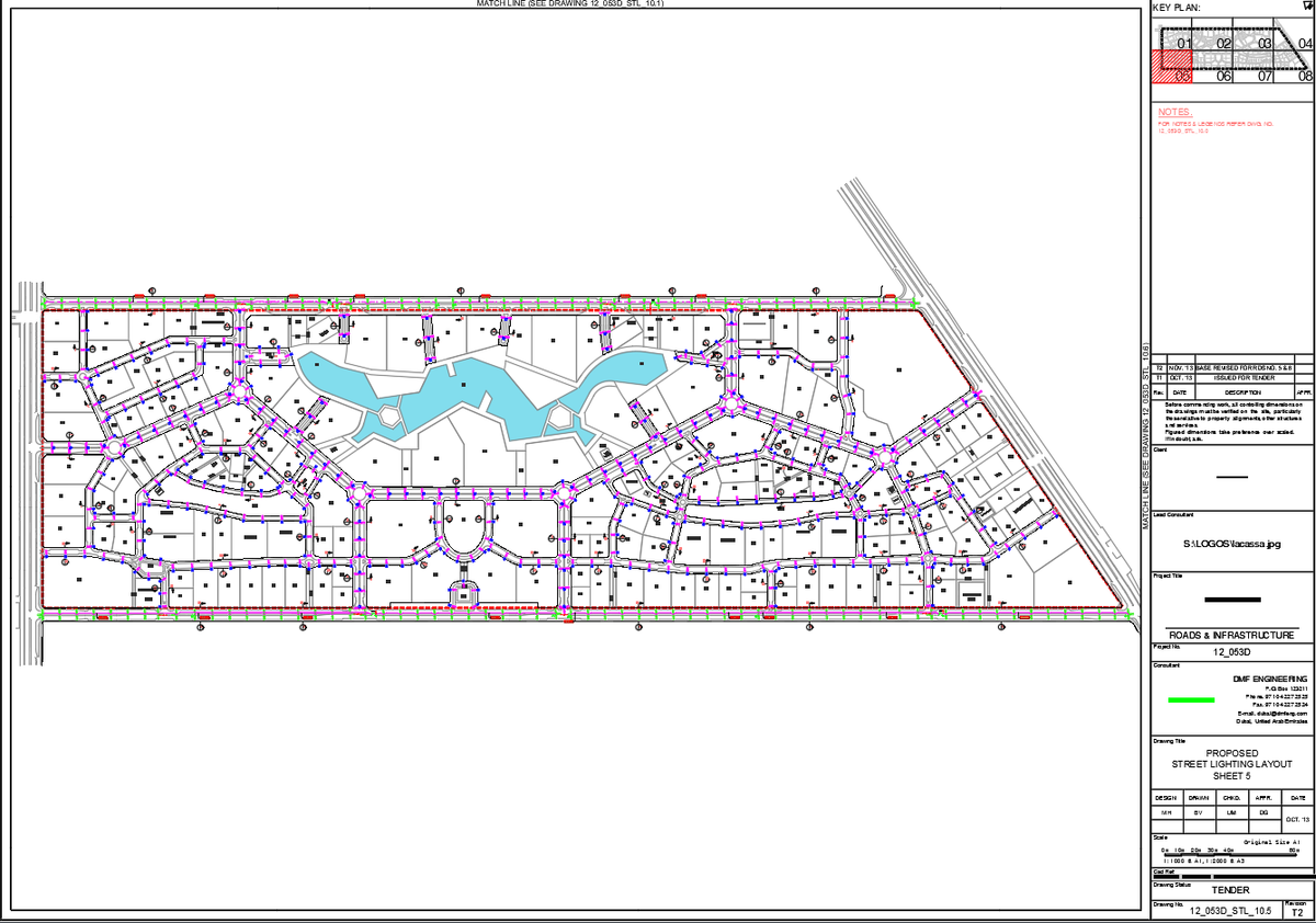 Street Lighting Layout CAD Drawing for Roads and Infrastructure