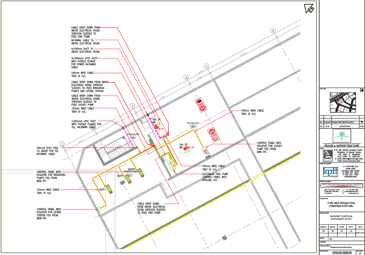 Fire and Irrigation Pumping Station CAD Drawing Basement Layout