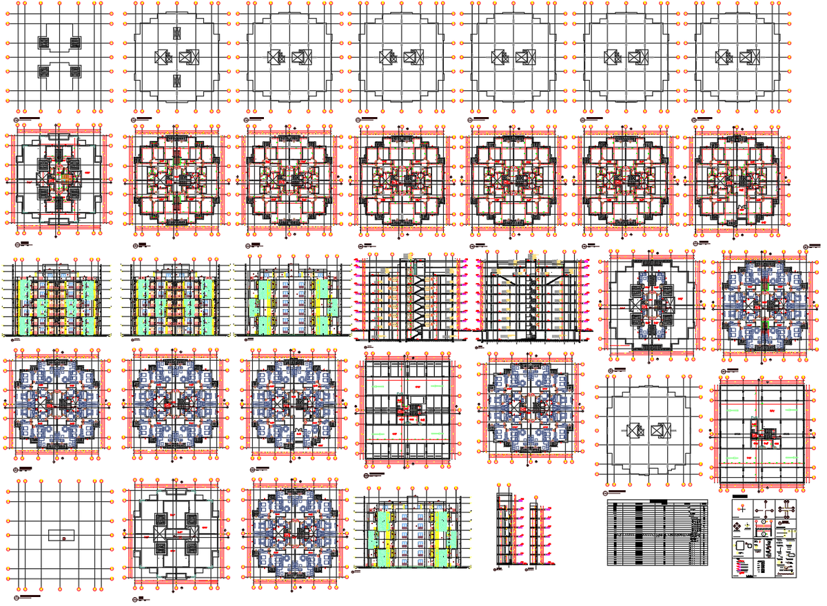 Luxurious 3BHK Apartment CAD Drawing with Floor Plans and Elevations