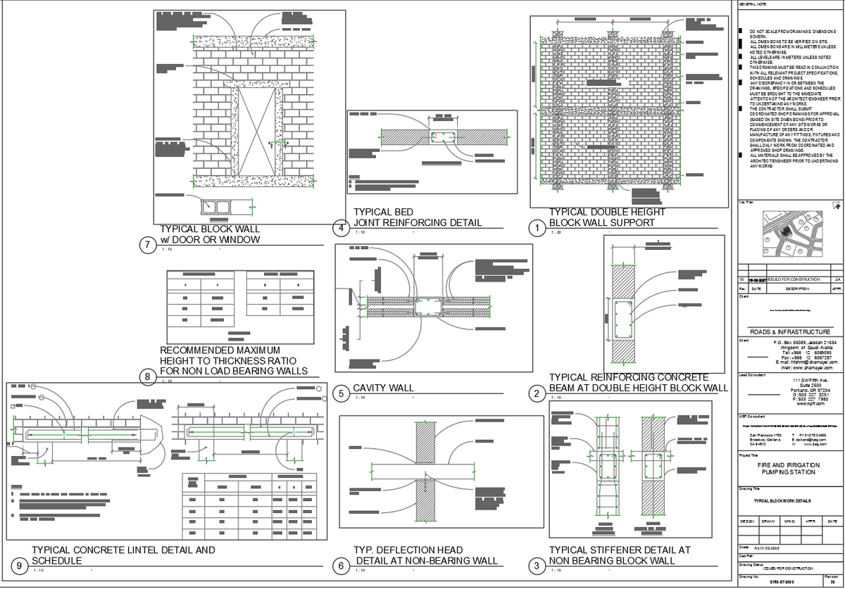 Typical Blockwork CAD Drawing with Reinforcement and Wall Details