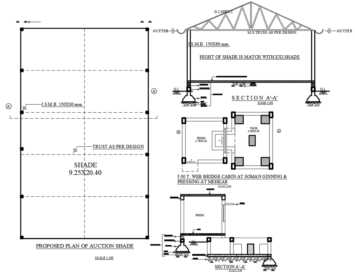 Proposed Auction Shade Plan with Steel Truss and Web Bridge Cabin