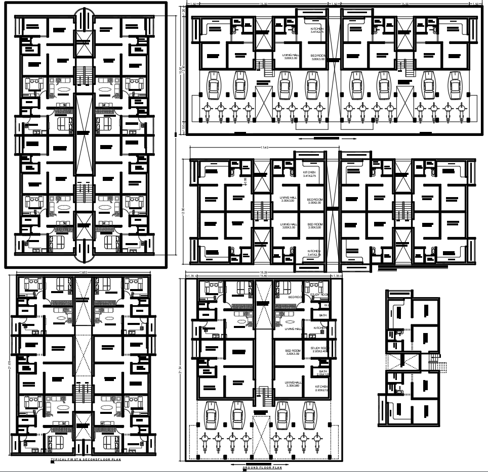 Modern Duplex House Plan with Parking Ground and First Floor Layout