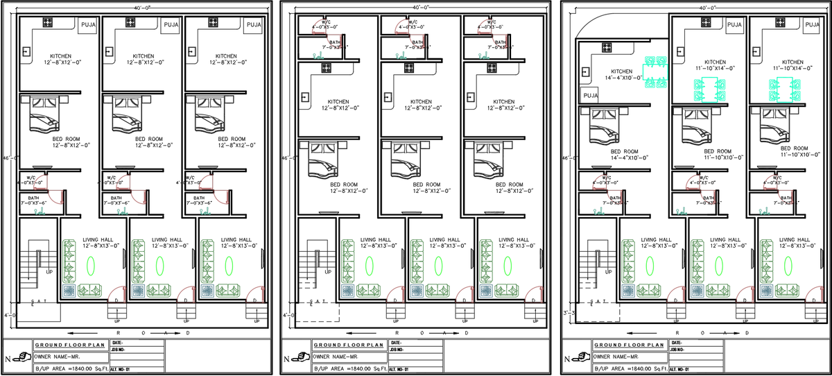 1RK Compact Apartment Floor Plan with Kitchen Living Bath and WC