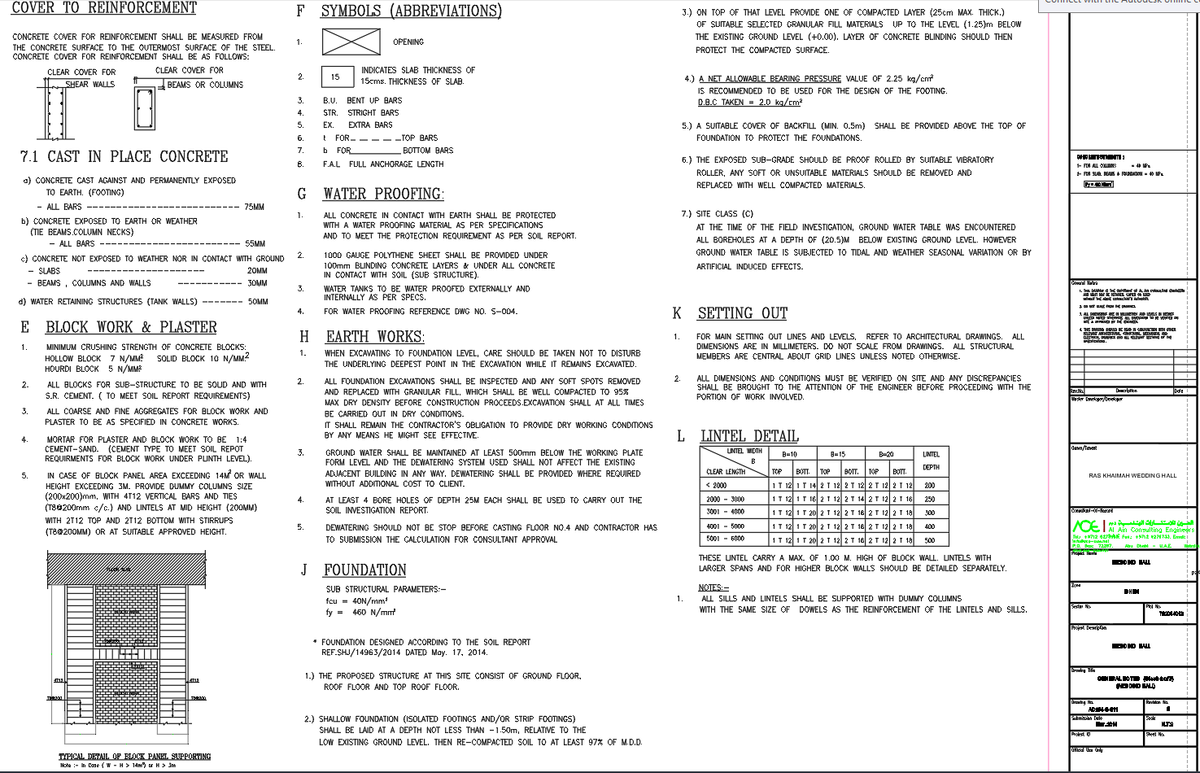 Structural General Notes for RCC Building Construction Drawing