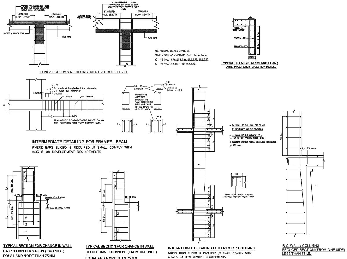RCC Column and Beam Reinforcement Detailing Drawing in AutoCAD