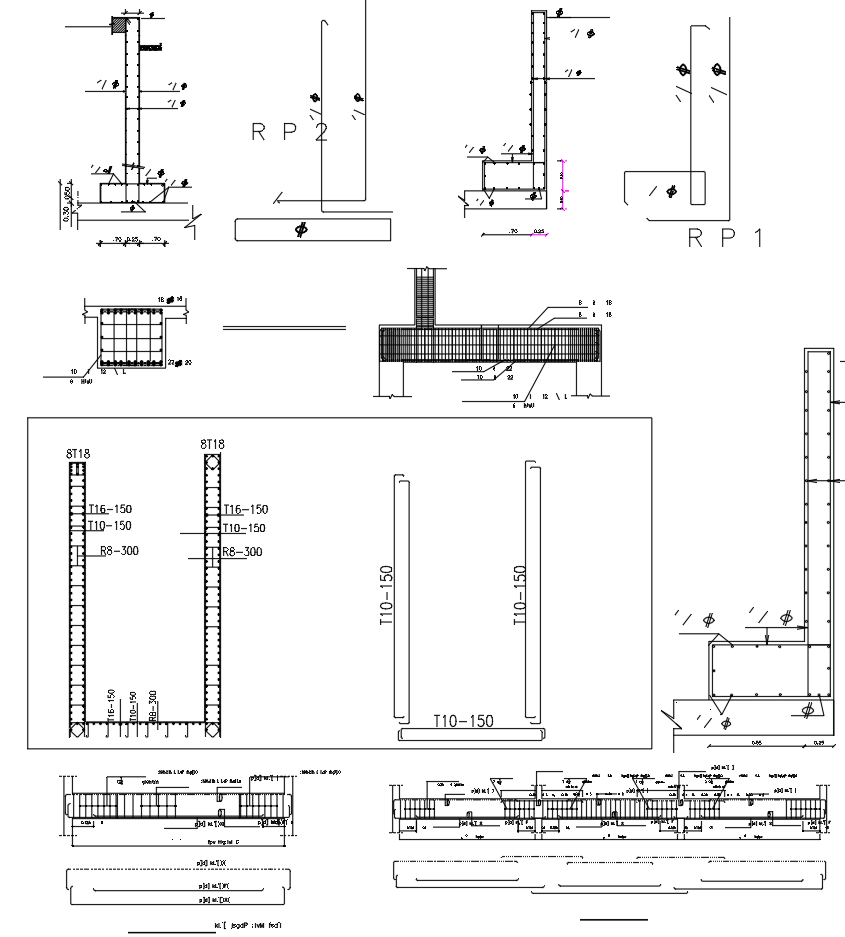 Structural Reinforcement Detailing AutoCAD Drawing with RCC Bars
