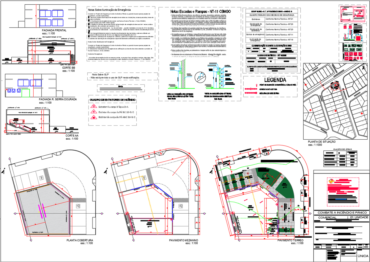 Fire Safety AutoCAD DWG Plan for Commercial Building Project