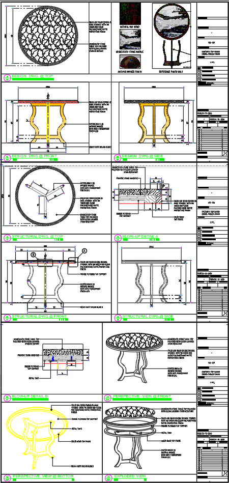 Round Dining Table AutoCAD Drawing – Custom Furniture DWG Set