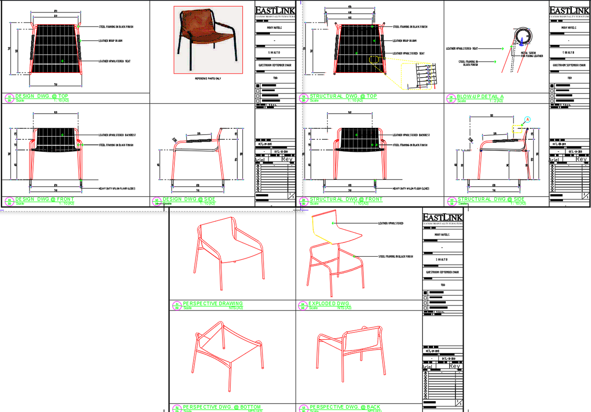 Guestroom Chair AutoCAD Drawing – Moxy Hotel Furniture DWG Set