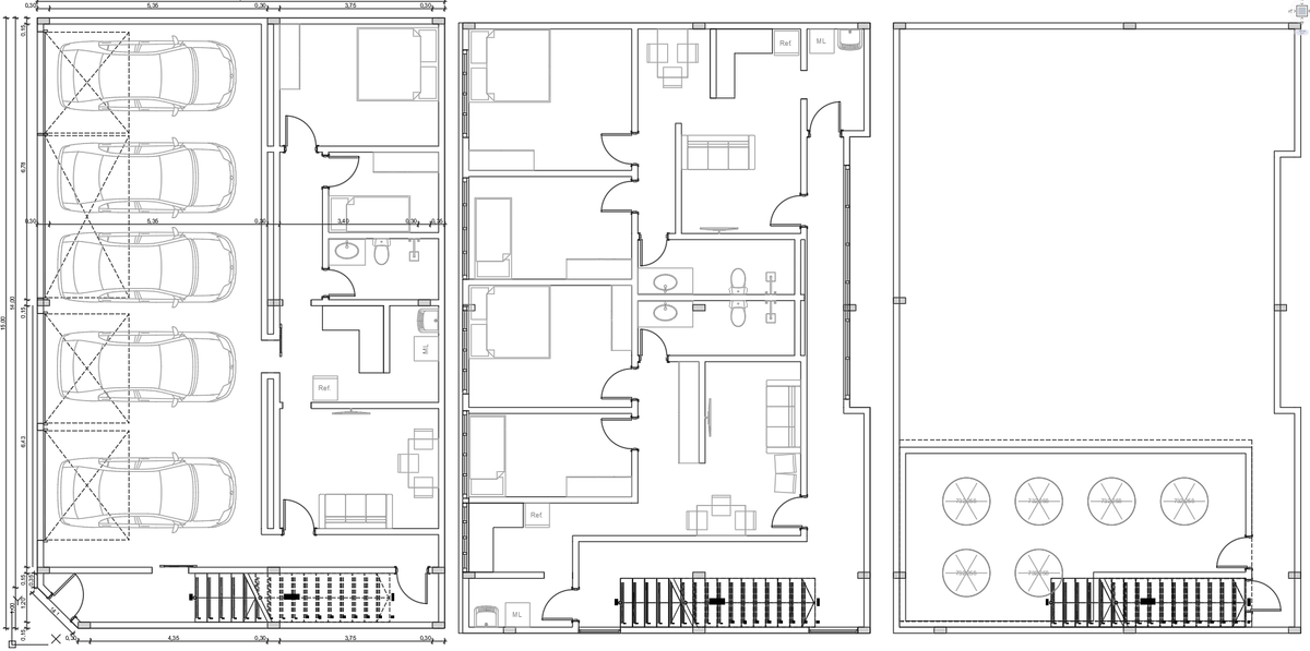 AutoCAD Residential Floor Plan With Parking Living Bedrooms Layout DWG