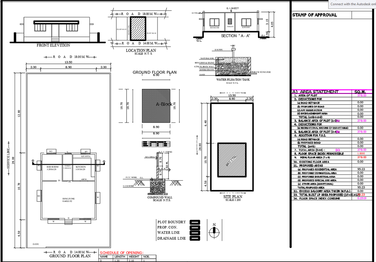 Single Floor Residential House AutoCAD Plan With Site Layout DWG