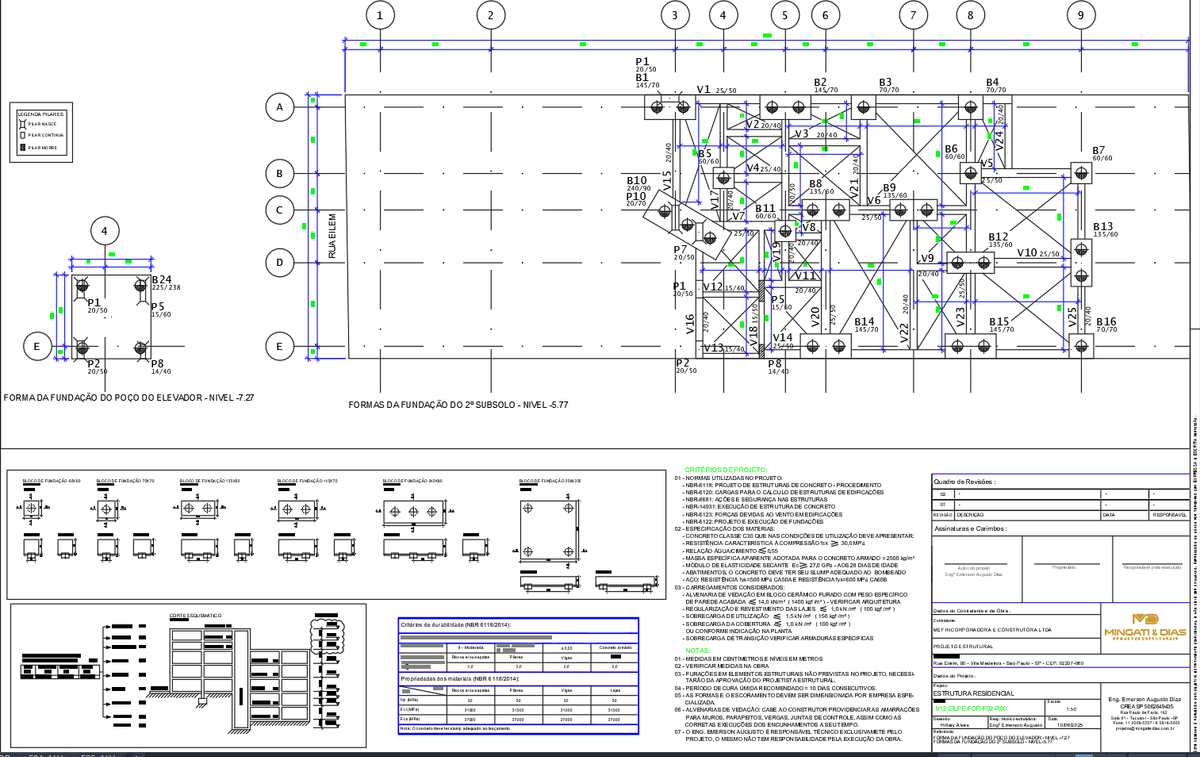 Residential Foundation Plan DWG File with Basement and Elevator Pit