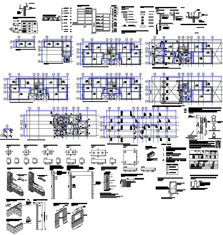 Residential G plus 2 Reinforced Concrete Structural Plan AutoCAD DWG