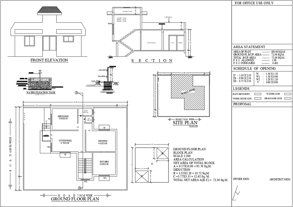 AutoCAD DWG File Residential Home Design With Elevation and Section