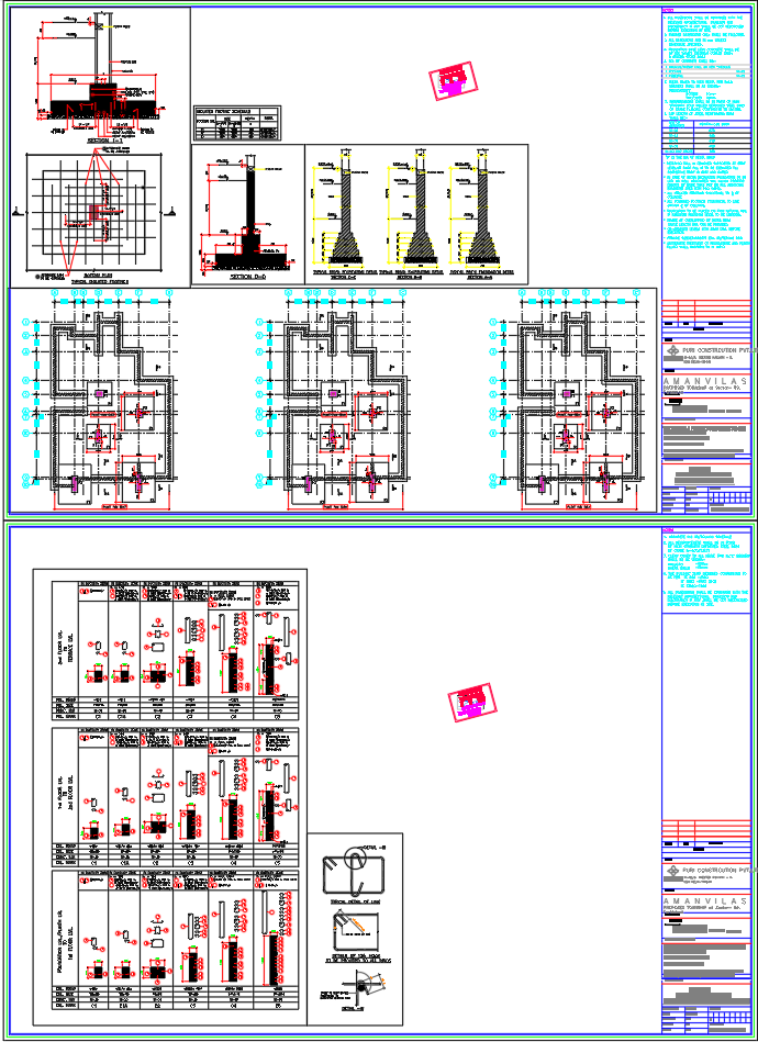 Structural Foundation Layout and Column Schedule AutoCAD DWG